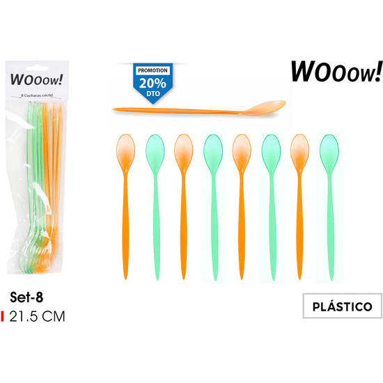 SET 8 CUCHARAS COCKTAIL WOOOW image 0