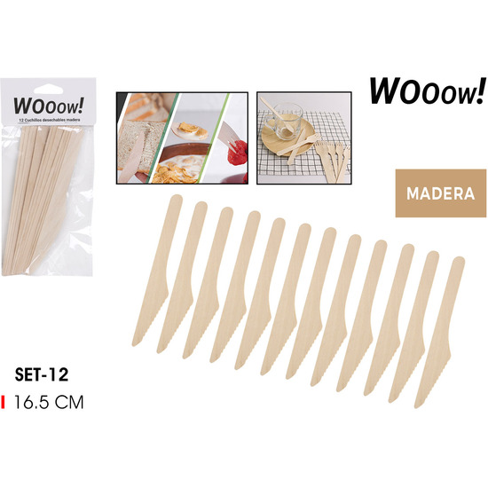 SET12 CUCHILLOS DESECHABLES MADERA WOOOW image 0