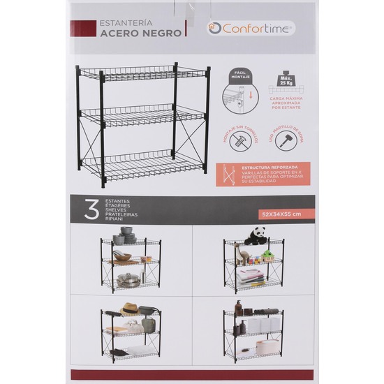 ESTANTERIA 3 NIVELES METAL 52X34X55 CONFORTIME image 1