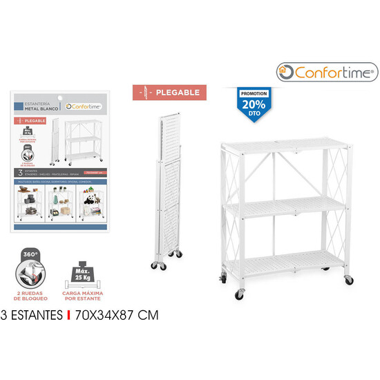 ESTANTERIA 3NIV.PLEGABLE 71X34X86CM CONFORTIME image 0