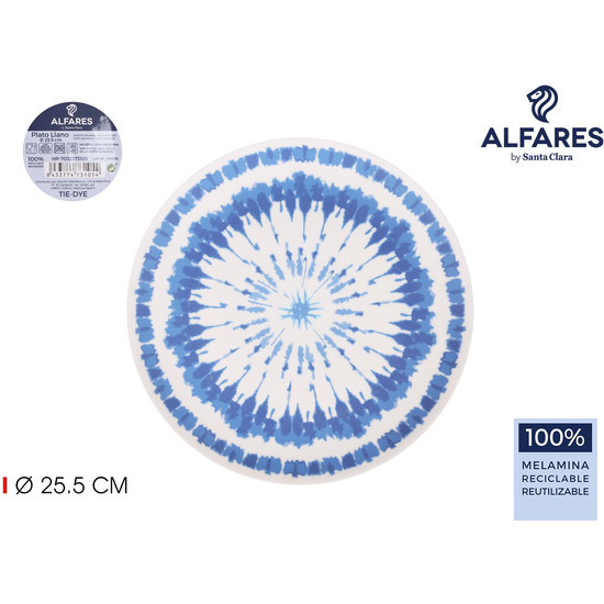 PLATO LLANO MEL. 25.5CM TIEDYE ALFARES image 0