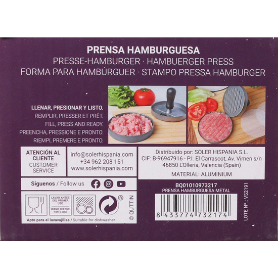 PRENSA HAMBURGUESA METAL QUTTIN image 4