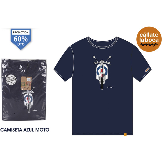 CAMISETA AZUL CALLATE LA BOCA MOTO image 0