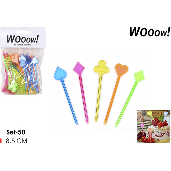 SET 50 PALILLOS COCKTAIL PLASTICO WOOOW image 0