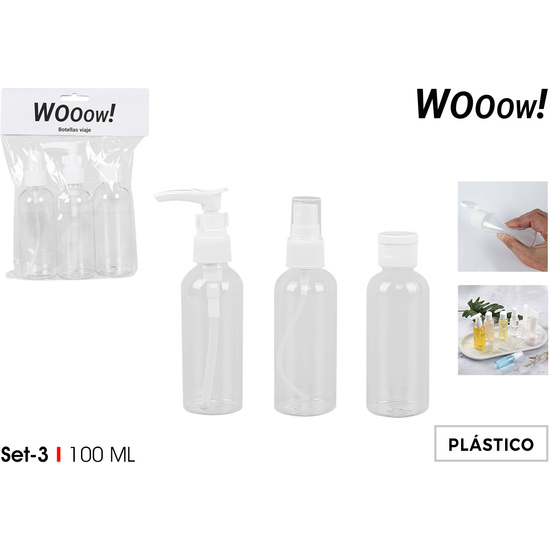 SET3 BOTELLAS VIAJE 100ML WOOOW image 0