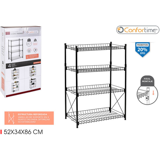 ESTANTERIA 4 NIVELES METAL 52X34X86 CONFORTIME image 0