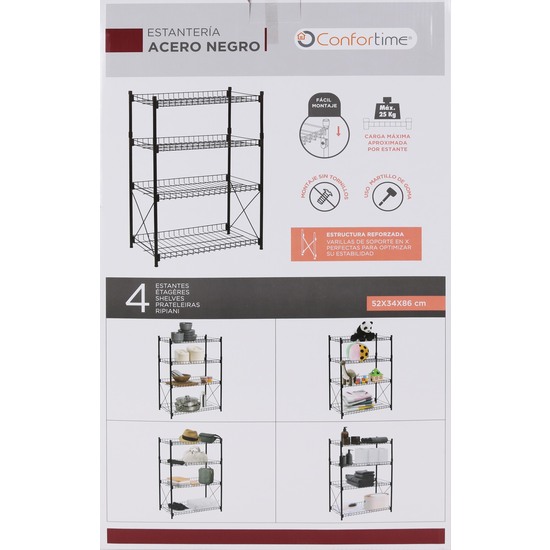 ESTANTERIA 4 NIVELES METAL 52X34X86 CONFORTIME image 1