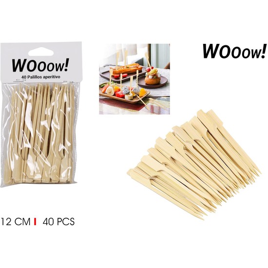 PALILLOS COCKTAIL BAMBU 12CM/40PCS WOOOW image 0