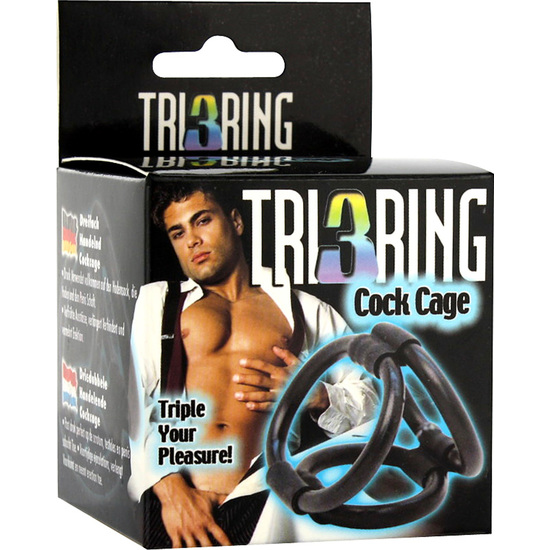 TRI RING COCK CAGE BLACK image 1