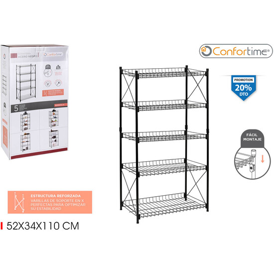 ESTANTERIA 5 NIVELES METAL 52X34X110 CONFORTIME image 0