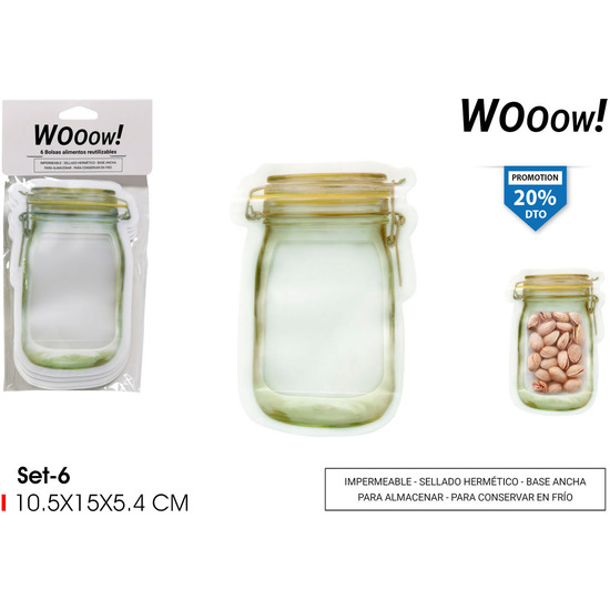SET6 BOLSA ALIMENTOS REUTI.10.5X15 WOOOW image 0