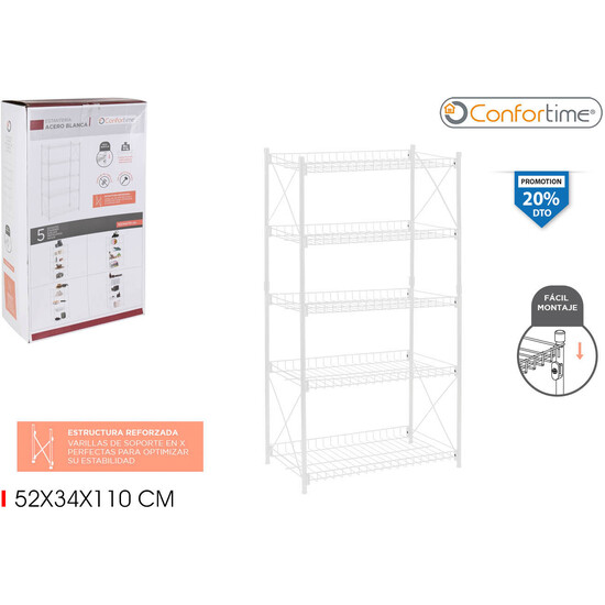 ESTANTERIA 5 NIVELES METAL 52X34X110 CONFORTIME image 0