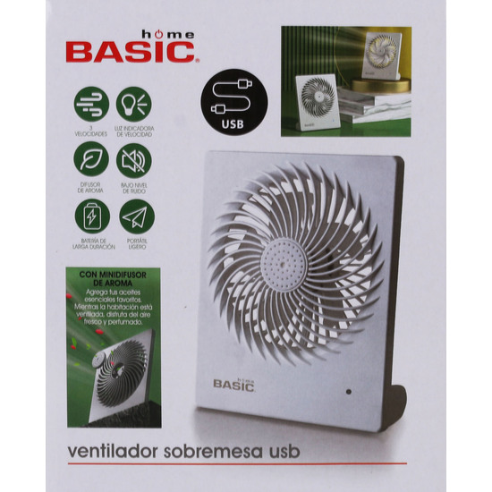 VENTILADOR SOBREMESA 3.7W CARGA USB BASIC HOME image 1