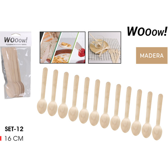 SET 12 CUCHARAS DESECHABLES MADERA-WOOOW image 0