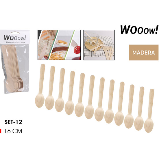 SET 12 CUCHARAS DESECHABLES MADERA-WOOOW image 0