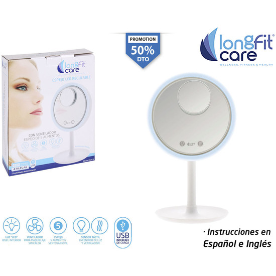 ESPEJO LED REGULABLE LONGFIT CARE image 0