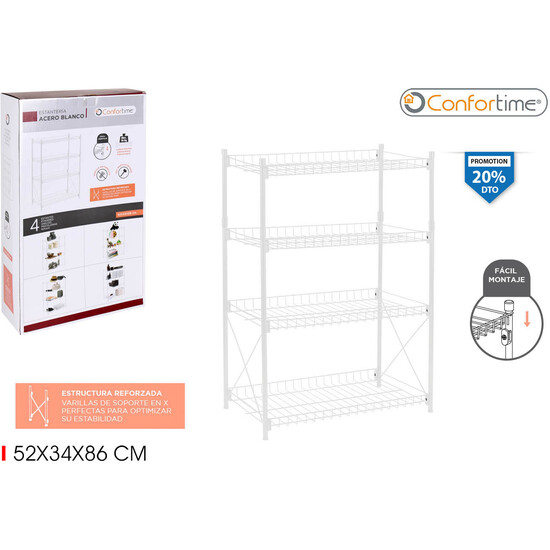 ESTANTERIA 4 NIVELES METAL 52X34X86 CONFORTIME image 0