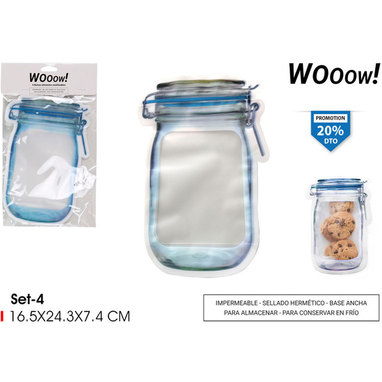 SET 4 BOLSA ALIMEN.REUTIL.16.5X24.3-WOOOW image 0