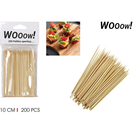 PALILLOS COCKTAIL BAMBU 10CM/200PCS WOOOW image 0