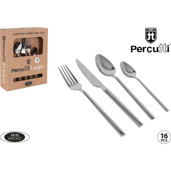 SET 16 PCS CUBIERTOS ACERO INOXIDABLE PERCUTTI EUROPA image 0