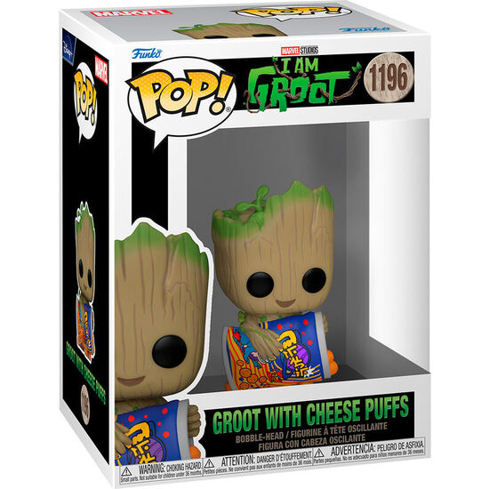FIGURA POP MARVEL I AM GROOT - GROOT WITH CHEESE PUFFS image 0