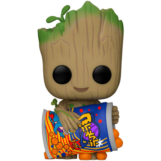 FIGURA POP MARVEL I AM GROOT - GROOT WITH CHEESE PUFFS image 1