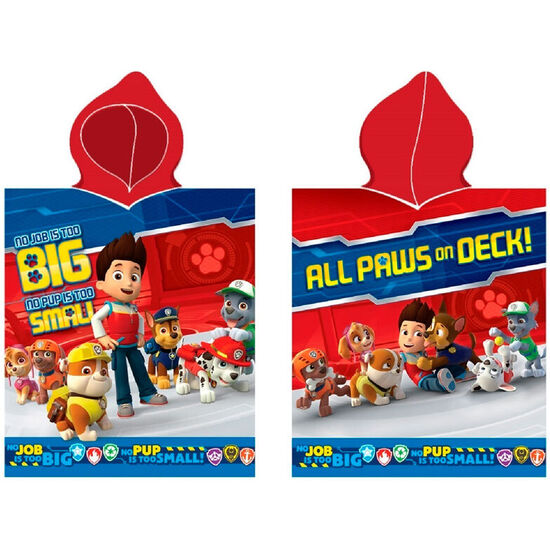 PONCHO TOALLA NO JOB IS TOO BIG PATRULLA CANINA PAW PATROL MICROFIBRA image 0