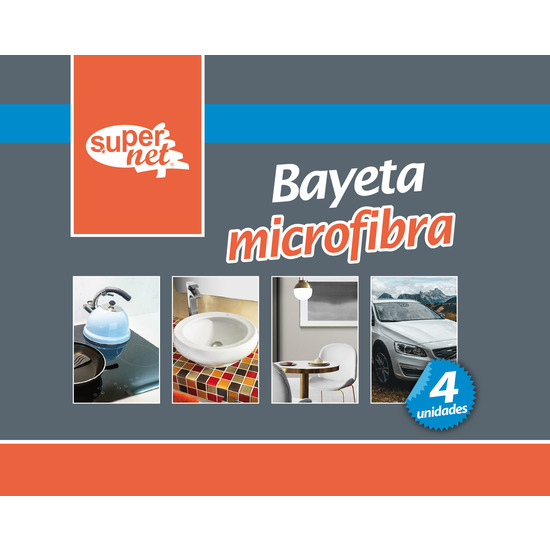 SET 4 BAYETAS MICROFIBRA 30X30CM SUPERNET image 1