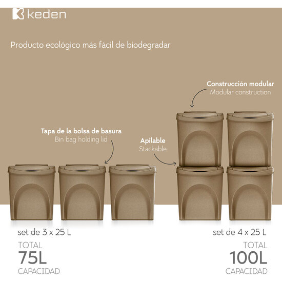 SORTIBOX PARA EL RECICLADO 3X25L KEDEN image 2