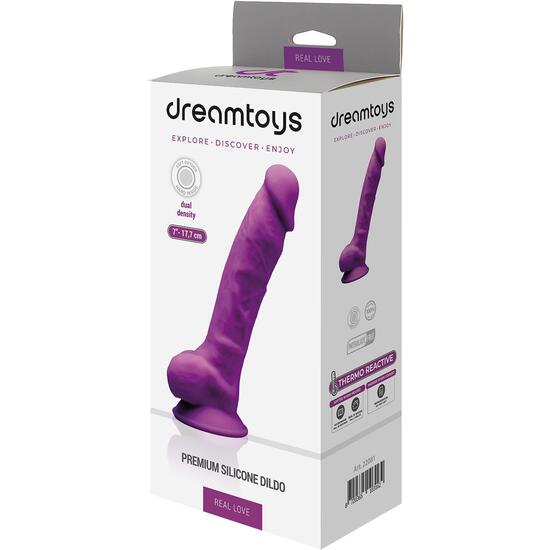 DREAM TOYS - REAL LOVE DILDO WITH BALLS 7INCH PURPLE image 1