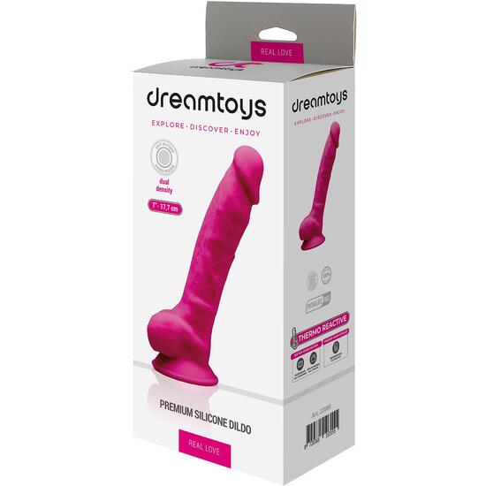 DREAM TOYS - REAL LOVE DILDO WITH BALLS 7INCH FUCHSIA image 1