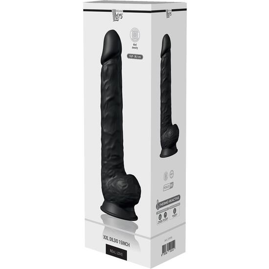 REAL LOVE DUAL DENSITY XXL DILDO 15INCH BLACK image 4