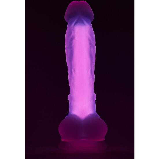 RADIANT SOFT SILICONE GLOW IN THE DARK DILDO LARGE PINK image 0