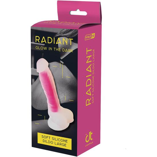 RADIANT SOFT SILICONE GLOW IN THE DARK DILDO LARGE PINK image 4