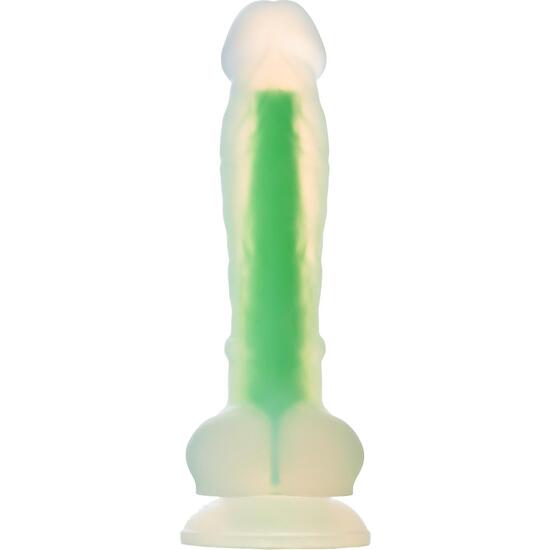 RADIANT SOFT SILICONE GLOW IN THE DARK DILDO SMALL GREEN image 1