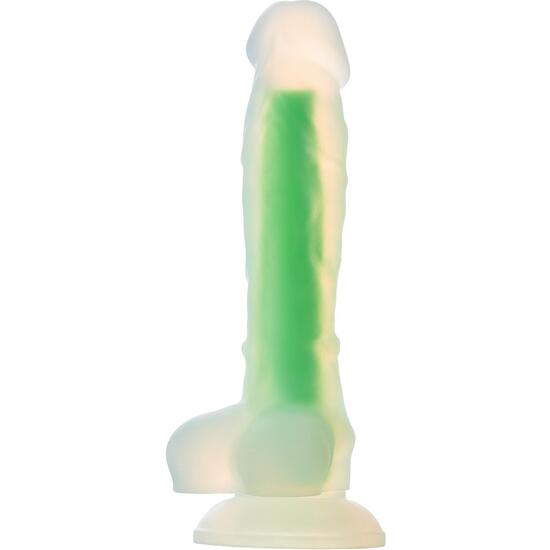 RADIANT SOFT SILICONE GLOW IN THE DARK DILDO SMALL GREEN image 2