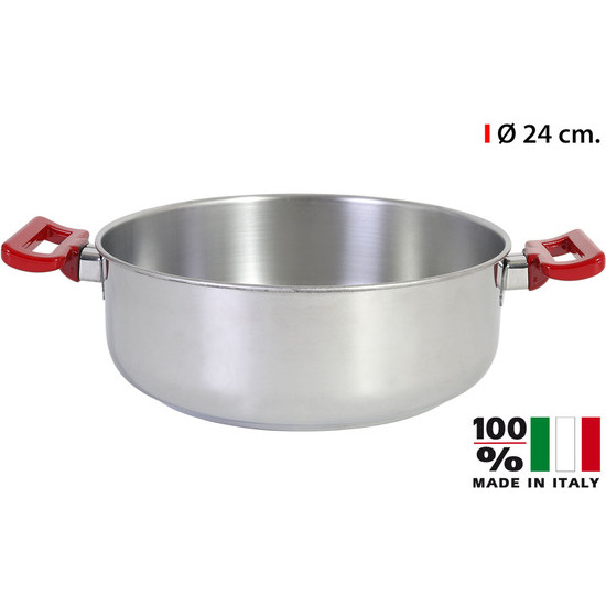 LOW CASSEROLE NO LID 2 RED HAND. 24CM image 0