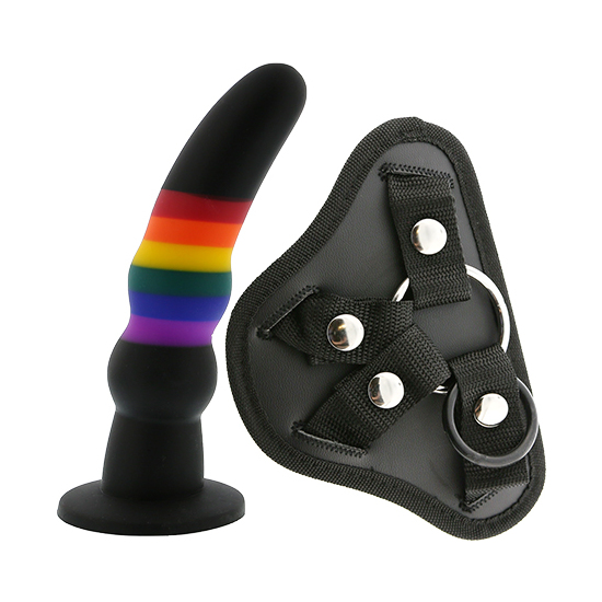 COLOURFUL LOVE STRAP ON SOLID DILDO image 0