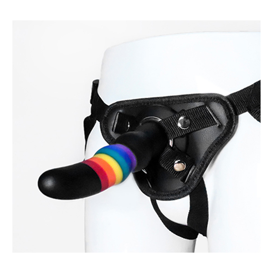 COLOURFUL LOVE STRAP ON SOLID DILDO image 1