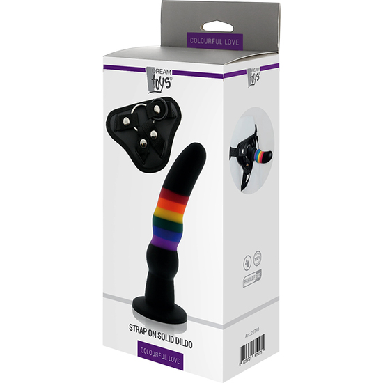 COLOURFUL LOVE STRAP ON SOLID DILDO image 3