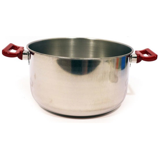 HIGH STOCKPOT NO LID 2 RED HANDLES 24CM image 1