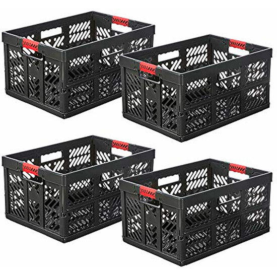 KEEEPER 4X ROBUSTAS CAJAS PLEGABLES CON MANGOS SUAVES, 54 X 37 X 28 CM, 45 L, BEN, GRIS GRAFITO image 0