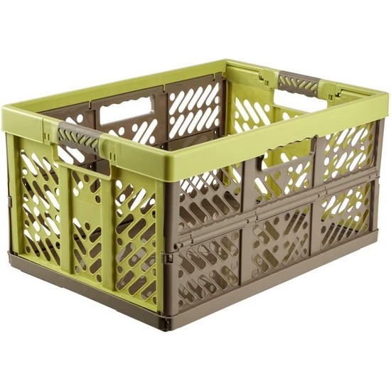 KEEEPER 2X ROBUSTAS CAJAS PLEGABLES CON MANGOS SUAVES, 54 X 37 X 28 CM, 45 L, BEN, VERDE/MARRÓN image 1