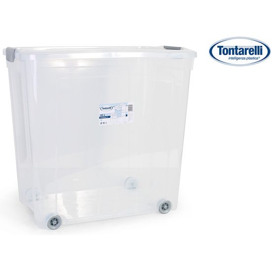 COMBI BOX 85 L W/CLIPS LID AND WHEELS TRANS. image 0