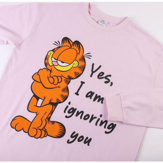 PIJAMA LARGO COTTON BRUSHED GARFIELD LIGHT PINK image 2