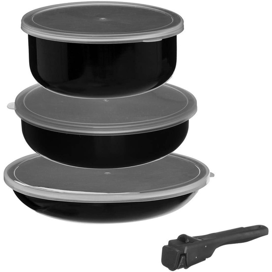 BATERÍA DE COCINA CON UTENSILIO EXTRAÍBLE EN ALUMINIO PRENSADO image 0
