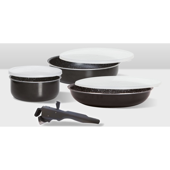 BATERÍA DE COCINA CON UTENSILIO EXTRAÍBLE EN ALUMINIO PRENSADO image 2