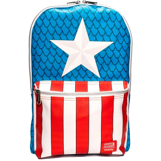 MOCHILA + PIN CAPITAN AMERICA MARVEL LOUNGEFLY 45CM image 1