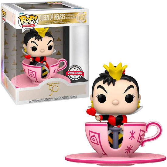 FIGURA POP WALT DISNEY WORLD 50TH QUEEN OF HEARTS AT MAD TEA PARTY EXCLUSIVE image 2