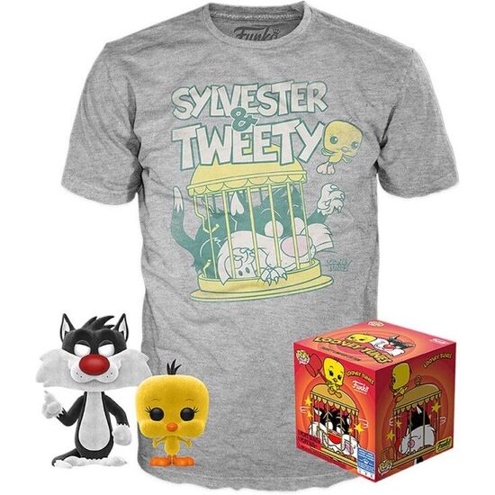 SET FIGURA POP & TEE LOONEY TUNES SYLVESTRE AND TWEETY FLOCKED EXCLUSIVE image 0